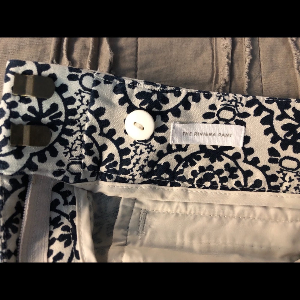 Loft Riveria Navy & Cream Tile-Print Ankle Pants - Picture 4 of 6
